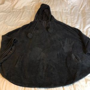 GREY TEDDY BEAR FLEECE PONCHO